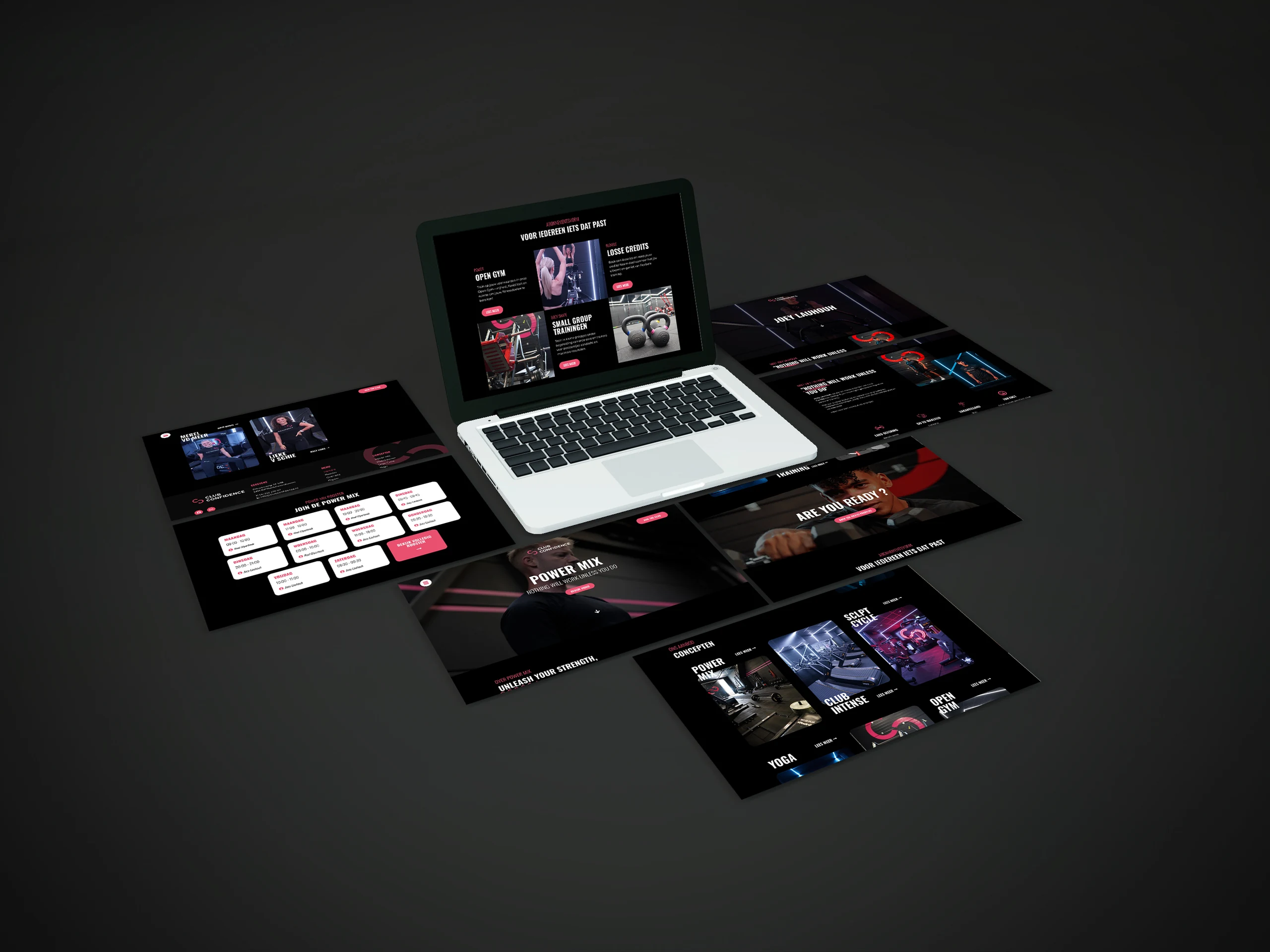 Website van Club Confidence op meerdere schermen